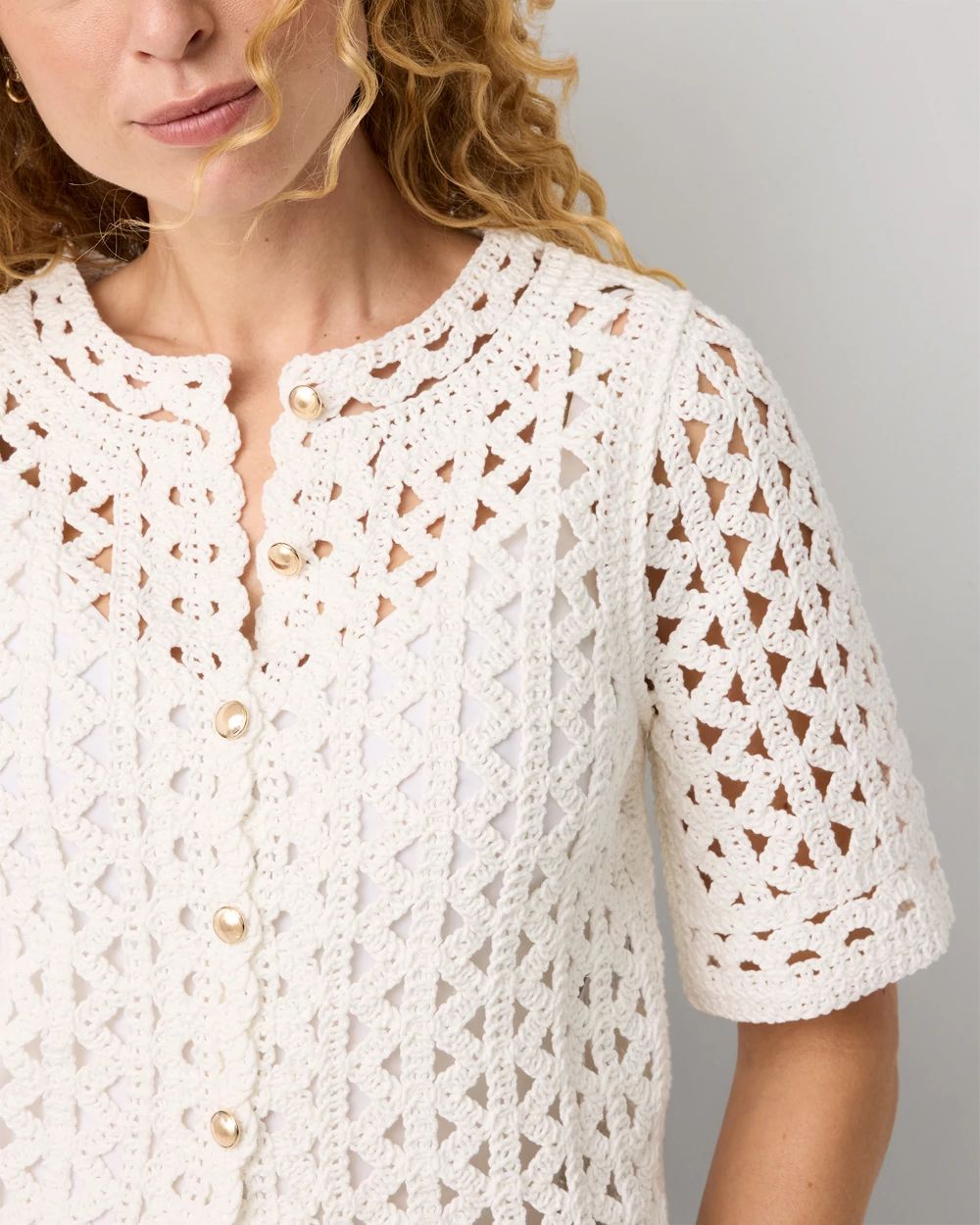 Crochet Cotton Cardigan | White House Black Market